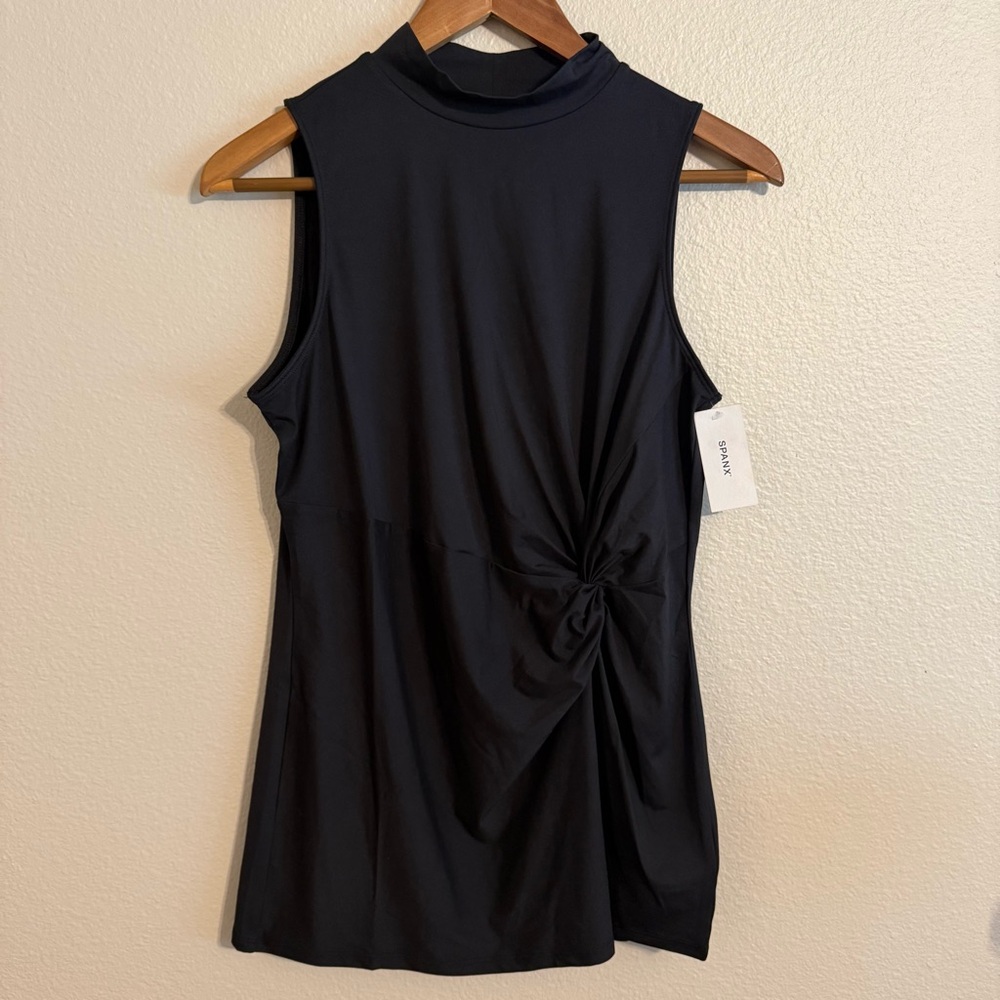 SPANX Butter Very Black Asymmetrical Top